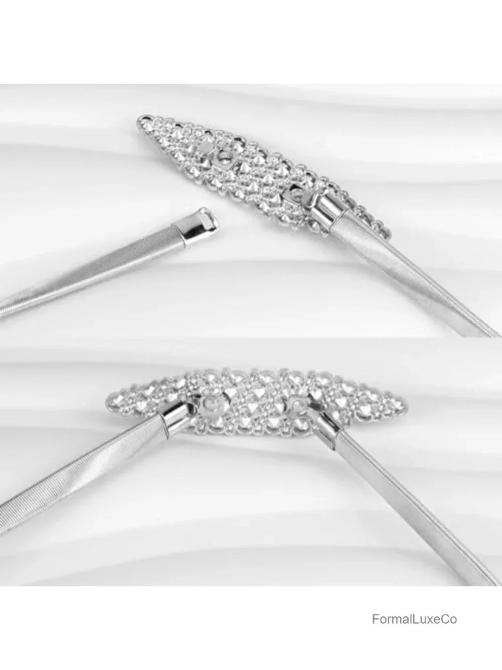 Metal Skinny Stretch Waist Belt Thin Elastic Chain Belt for Dresses